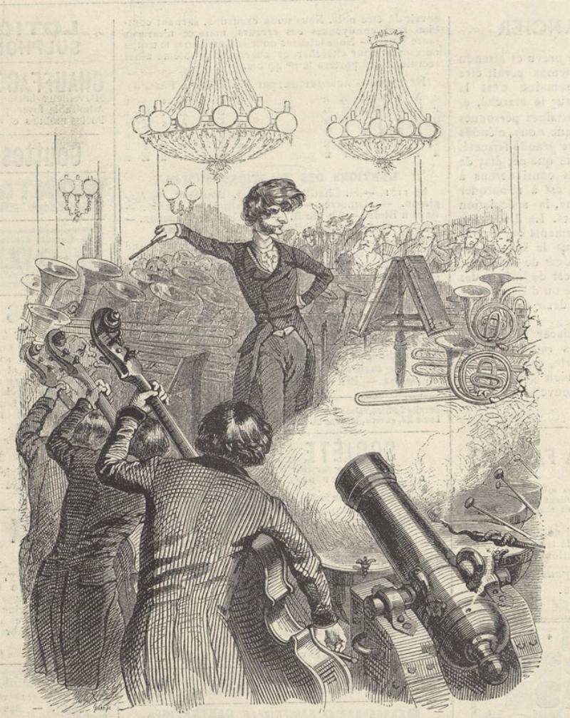 Hector Berlioz dirigeant la Symphonie fantastique, illustration romantique