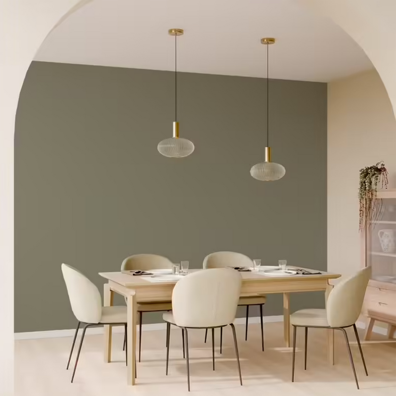 Peinture bois vert olive pour un salon élégant et apaisant