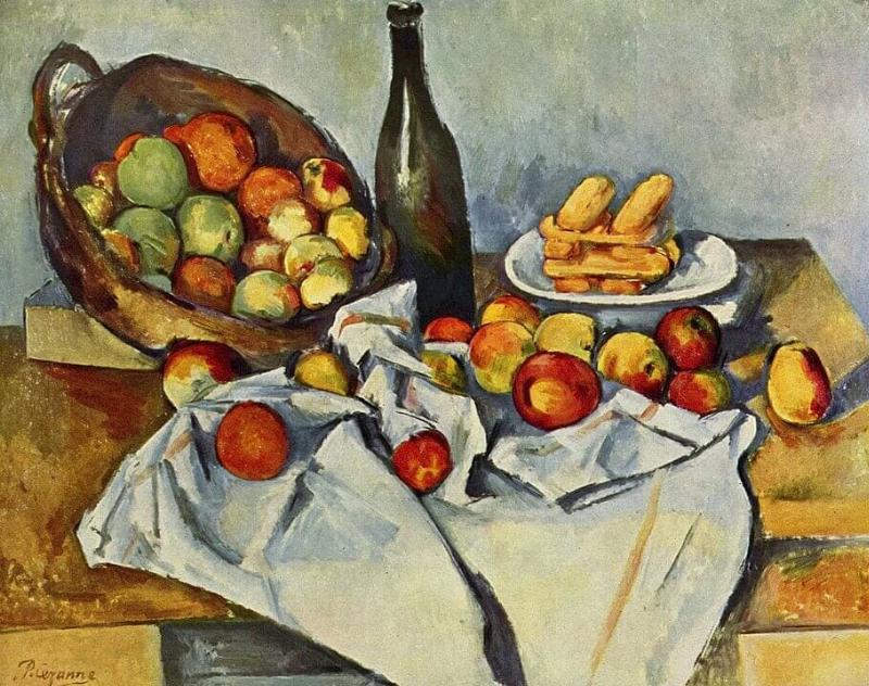 Nature morte de pommes par Cézanne, couleurs vives et formes audacieuses