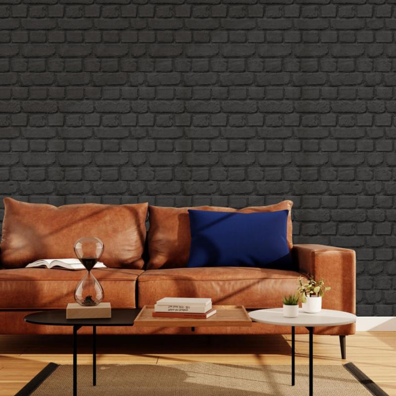 Chambre élégante avec murs gris et touches de bleu