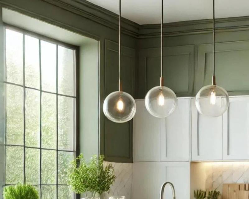 Salon décoré avec des murs marron et des accents verts, mobilier en bois et textures naturelles.