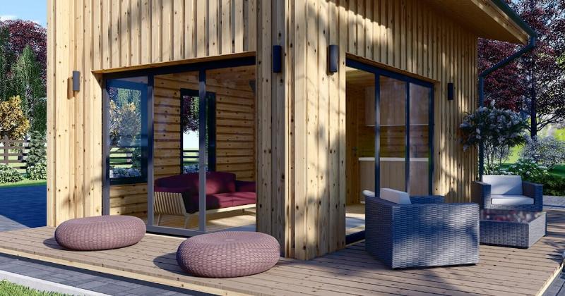 Extension latérale harmonieuse d'une maison de campagne française avec véranda moderne