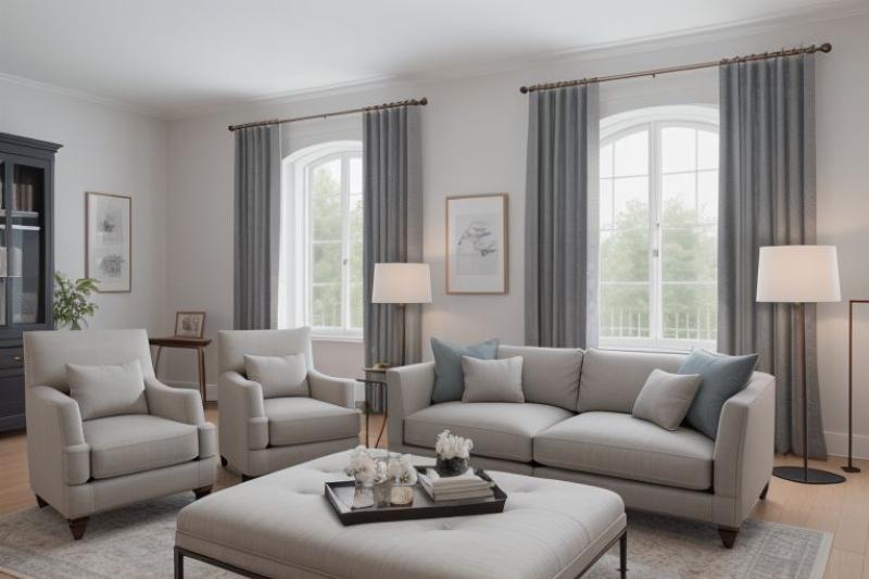 Un salon chaleureux avec des poutres apparentes en bois, un mur en pierre et un mobilier élégant, typique du style français.