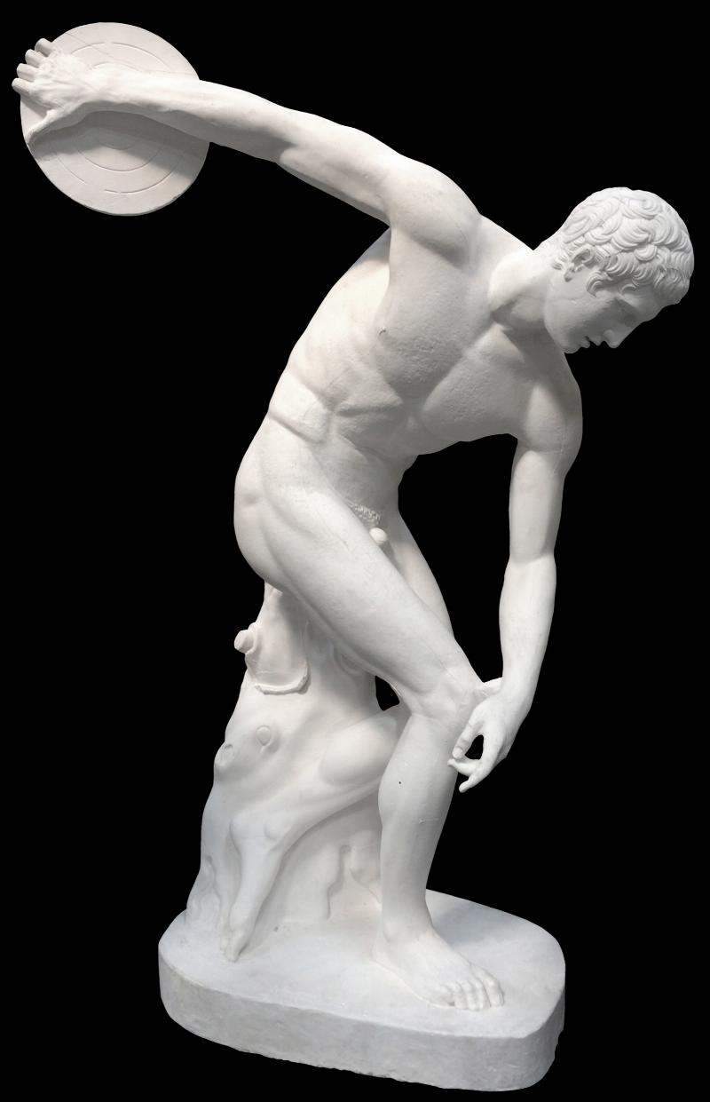 Le Discobole, chef-d'œuvre de la sculpture grecque antique, représentant un athlète en pleine action de lancer de disque