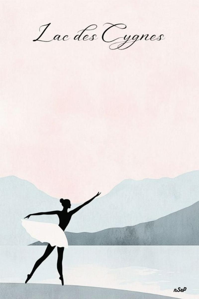 Illustration du ballet "Le Lac des Cygnes" avec une touche d'inspiration française
