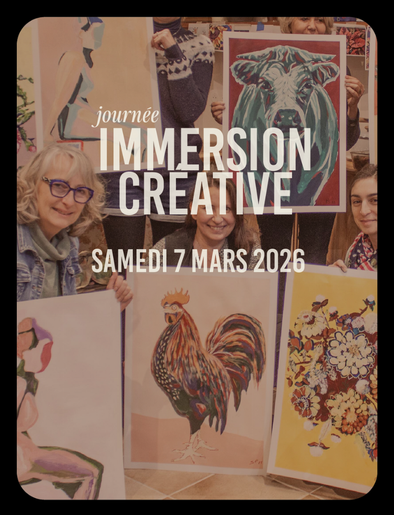 Création artistique avec peinture acrylique, ambiance studio français