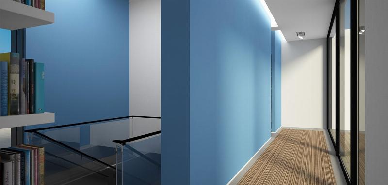 Technique de peinture française pour couloir maison, soubassement coloré