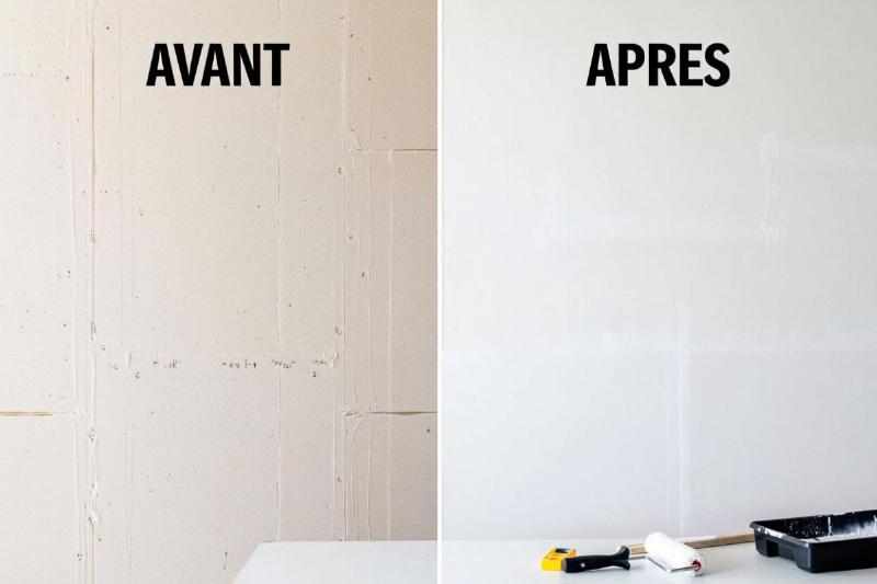 Application de peinture d'impression sur un mur intérieur avant l'enduit, style peinture française classique