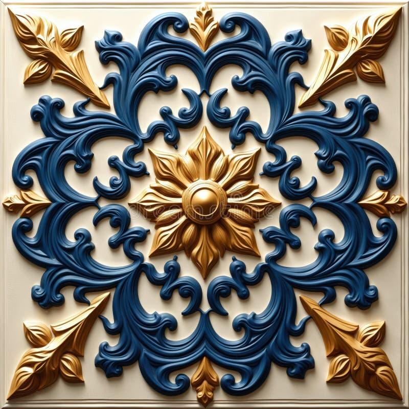 Magnifique motif géométrique islamique, complexe et coloré, ornant un mur d'une mosquée ancienne.