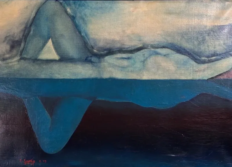 Tableau de Marthe Bonnard représentant un paysage provençal ensoleillé, avec des champs de lavande et des cyprès typiques. Style impressionniste.