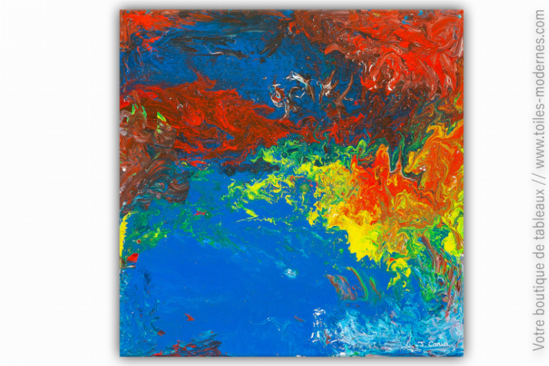 Tableau abstrait aux couleurs vives pour un salon moderne, style lyrique