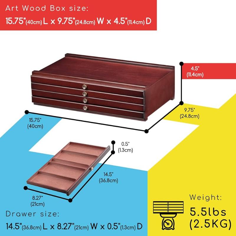 Boîte de rangement élégante pour tubes de peinture dans un atelier d'artiste français, organisée par couleur.