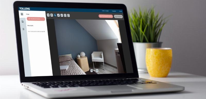 Application mobile simulant différentes couleurs sur un mur intérieur, style peinture française