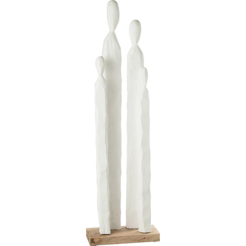 Groupe de statues d'animaux stylisés en céramique blanche sur une étagère murale dans un salon moderne