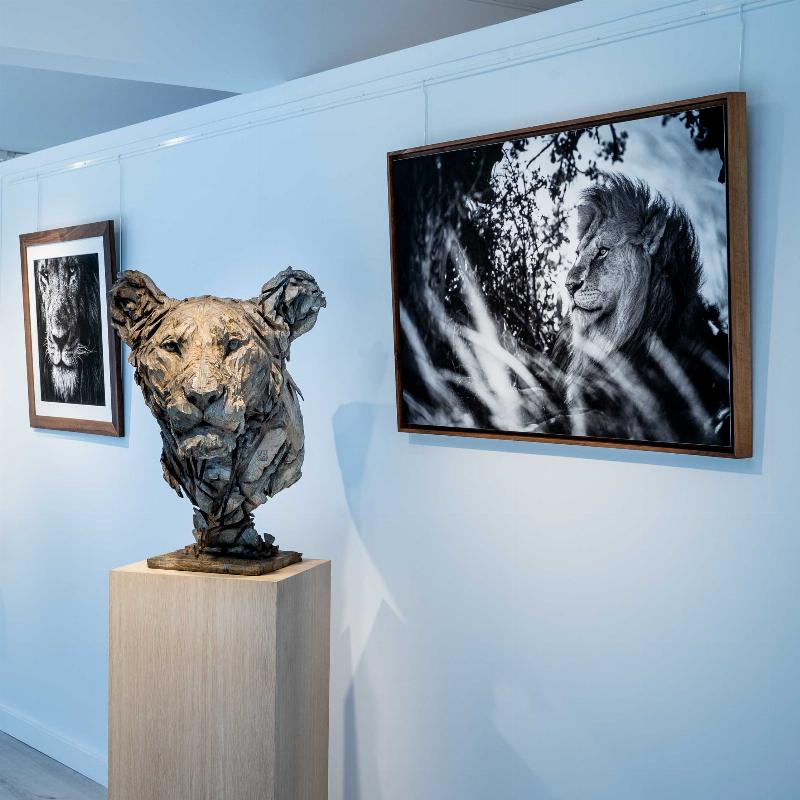 Statue de léopard en bronze, capturant la souplesse et la puissance du félin