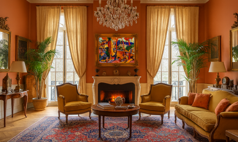 Tableau de peinture moderne fauviste vibrant de couleurs vives et de formes simplifiées.