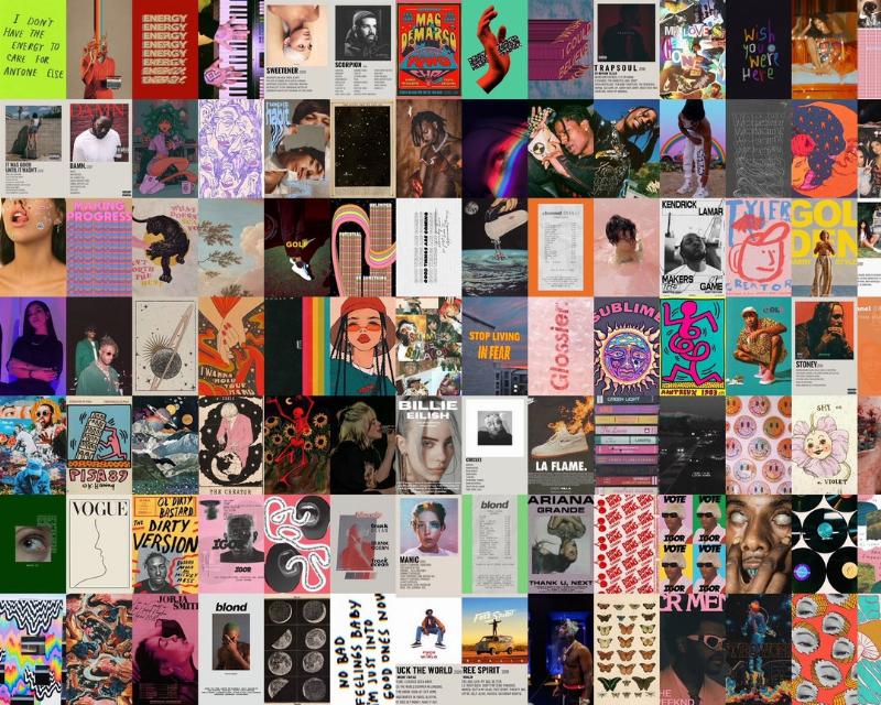 Collage d'images représentant divers artistes et styles de musique pop rock français.