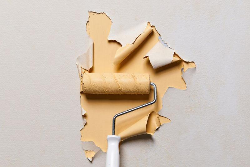 Artisan peintre français appliquant une sous-couche avec soin sur un mur ancien